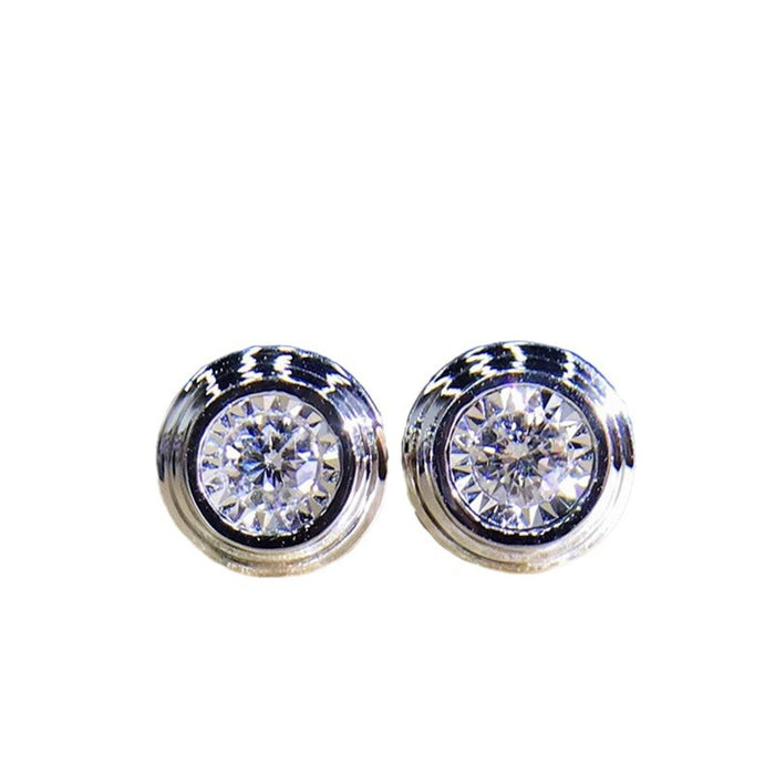 Screw pattern inlaid zircon earrings for men and women couples earrings