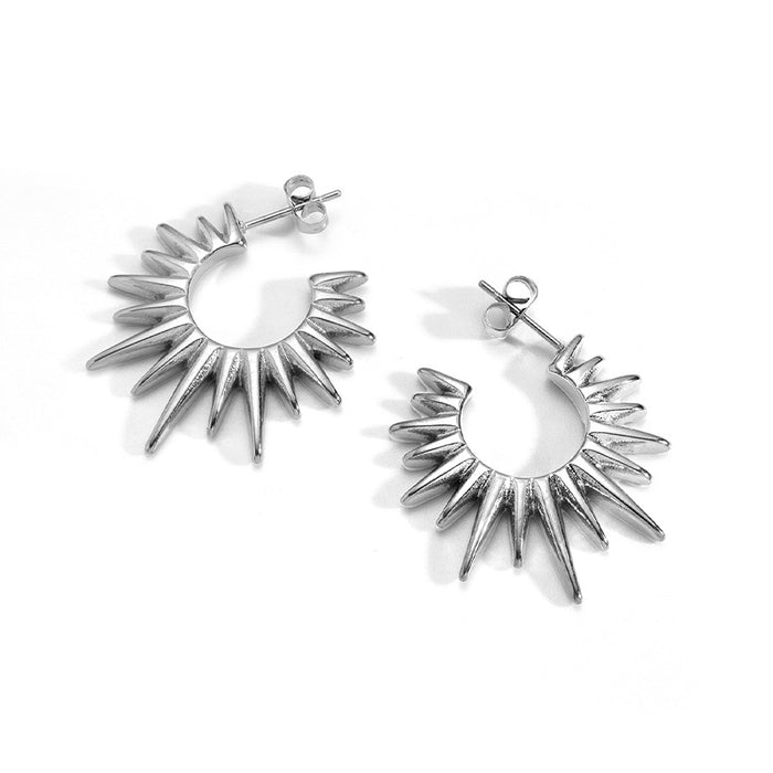 Exaggerated sunflower earrings stainless steel titanium steel gold-plated women's earrings