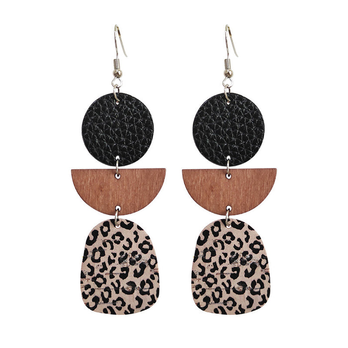 Wooden leopard print earrings