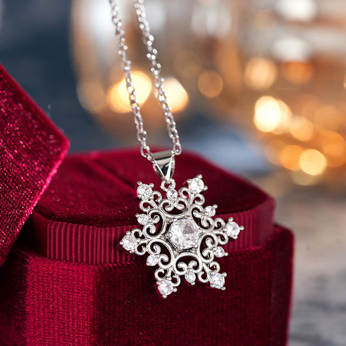 Snowflake Texture Christmas Necklace