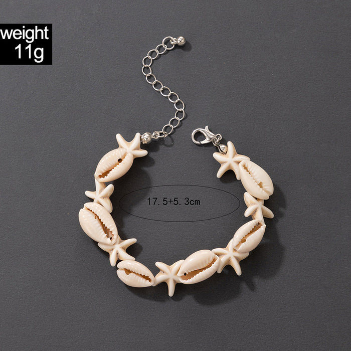 Shell Starfish Single Layer Bracelet - Seaside Vacation Style Bracelet