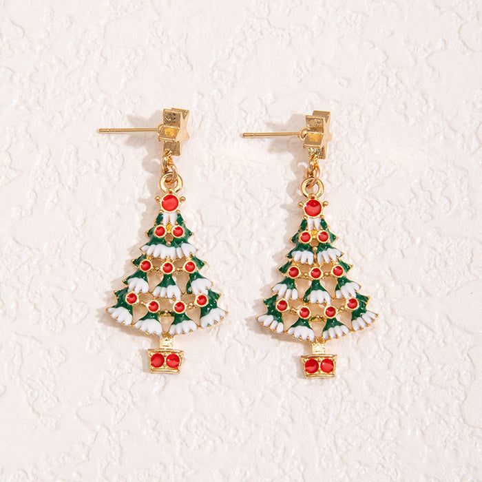 Christmas tree diamond gemstone earrings sequin personality earrings