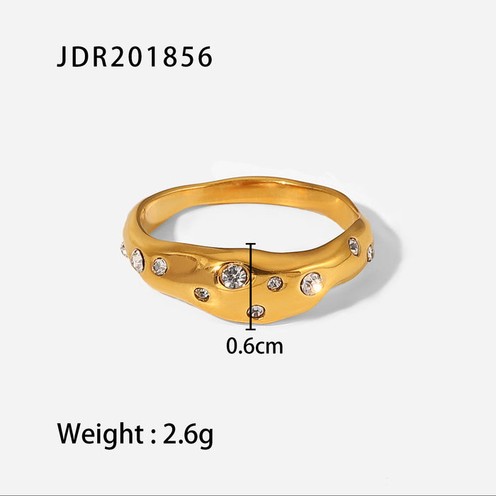 Double Layer 18K Gold Plated Stainless Steel Ring - Modern Style