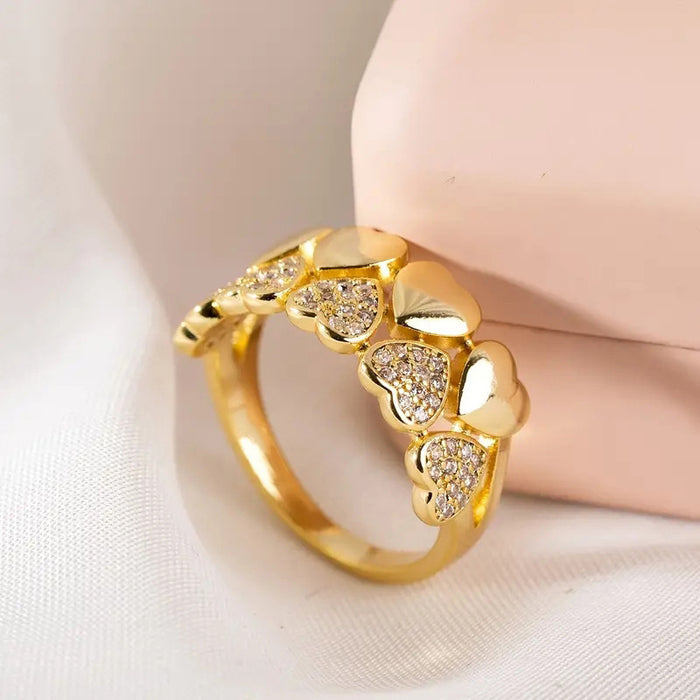 Micro-inlaid heart ring versatile women's accessories