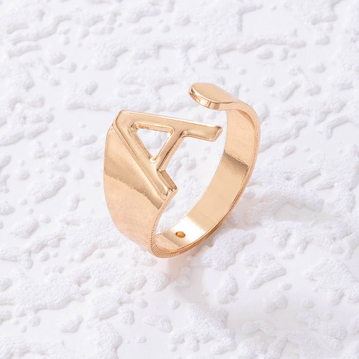 Letter R open ring single ring adjustable geometric hollow design