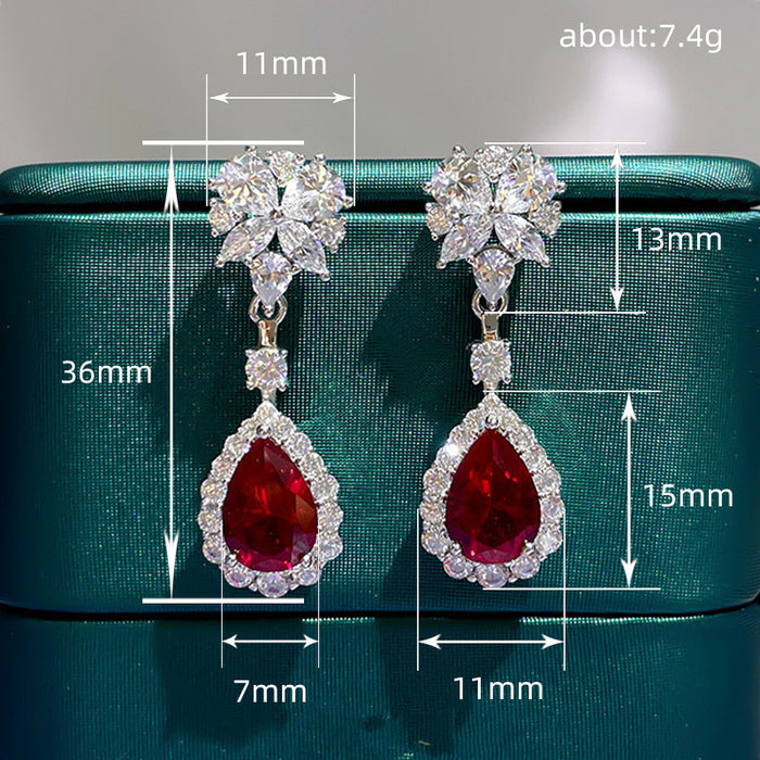 Long earrings floral teardrop earrings