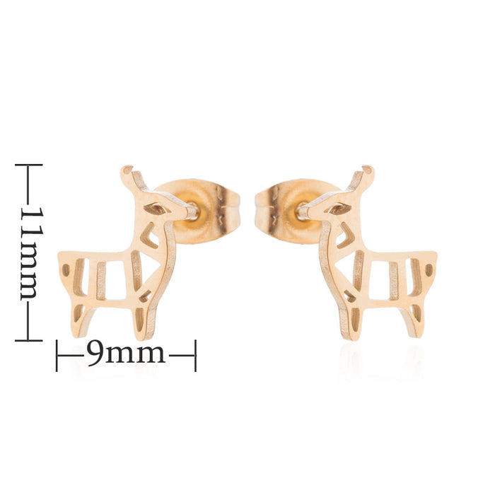 Reindeer and Snowflake Stainless Steel Stud Earrings - Cute Christmas Jewelry