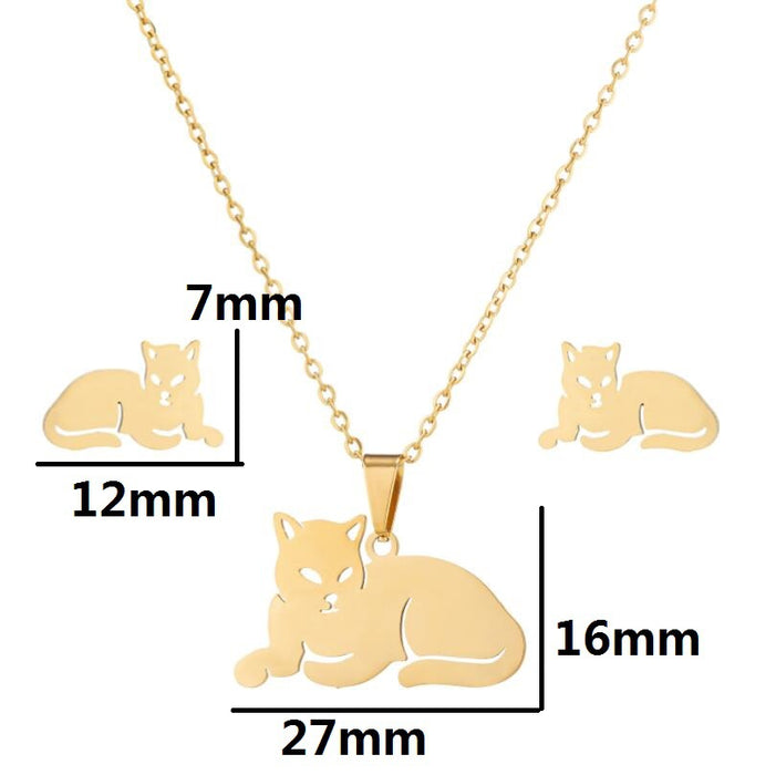 Animal Pendant Stainless Steel Stud Earrings Set - Cute and Versatile Jewelry for Men and Women