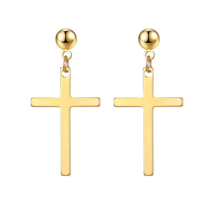 New titanium steel cross earrings simple unisex stainless steel earrings