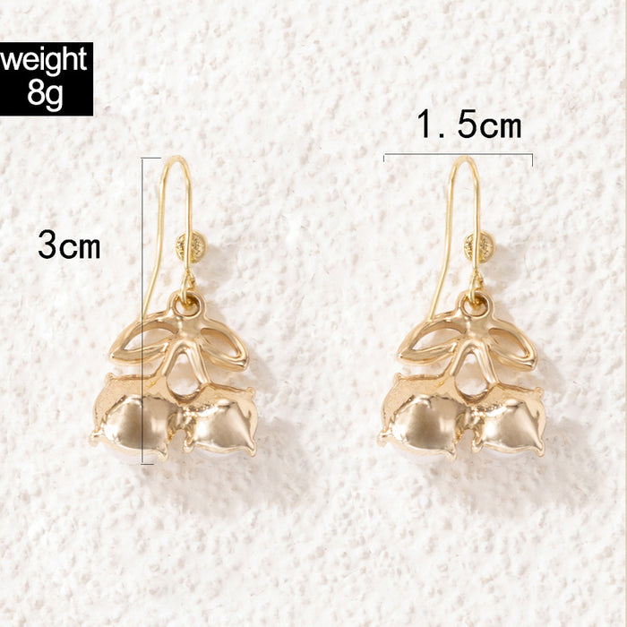 Pearl bow sweet temperament versatile ear hook earrings