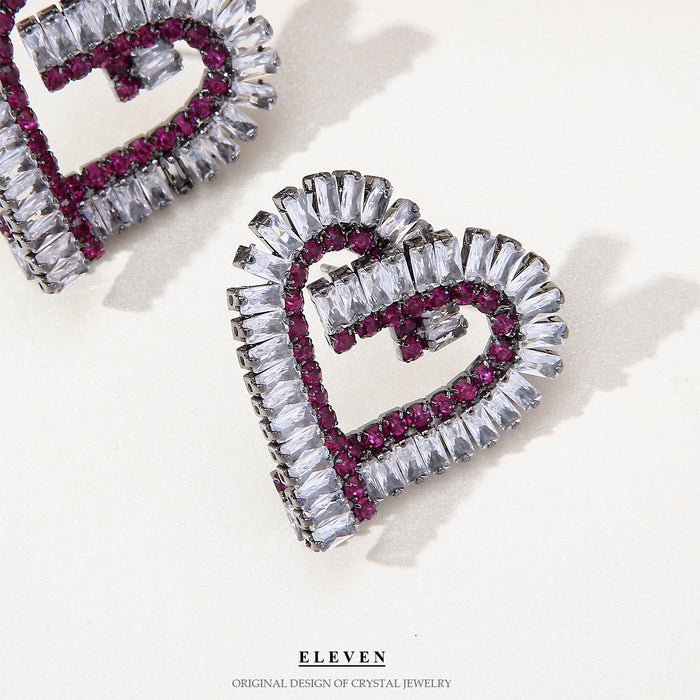 Korean Lightweight Heart Earrings - Delicate Zircon Jewelry with a Chic Design