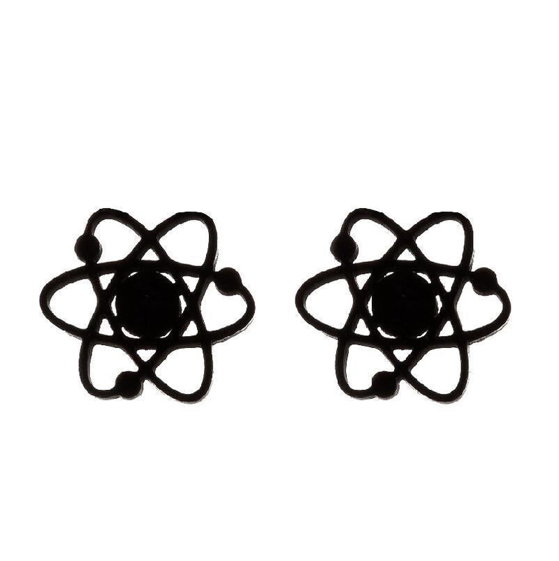 Molecular cutout stainless steel earrings - wallojewerly 