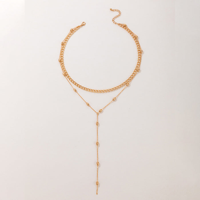 Simple Alloy Chain Multi-Layer Necklace Set - Geometric Two Layers