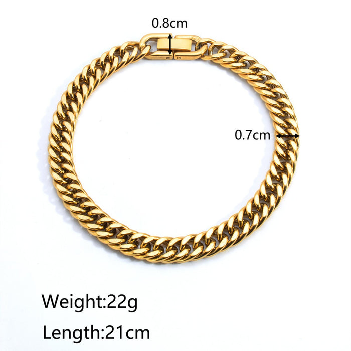 18K gold plated stainless steel double layer Cuban chain snake chain bracelet