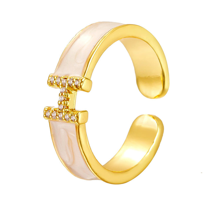 Wholesale diamond-encrusted H-shaped open rings