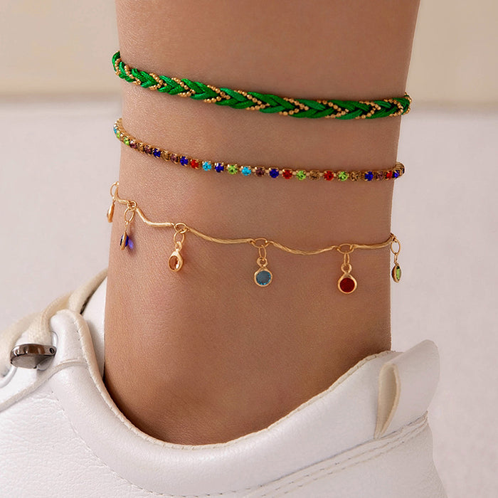 Geometric Beaded Sea Horse Anklet Set - Simple Animal Foot Jewelry Set