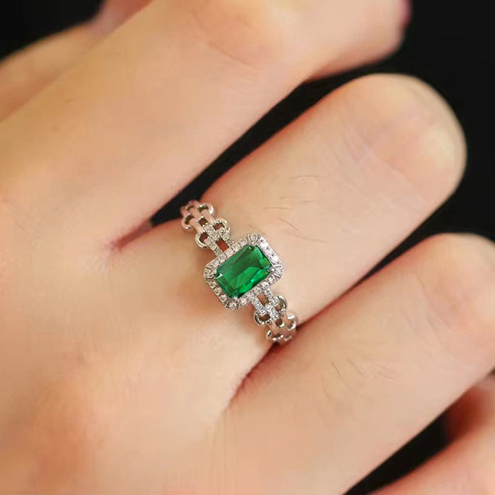 Zircon Mother's Day Geometric Ring Women's Light Luxury Wedding