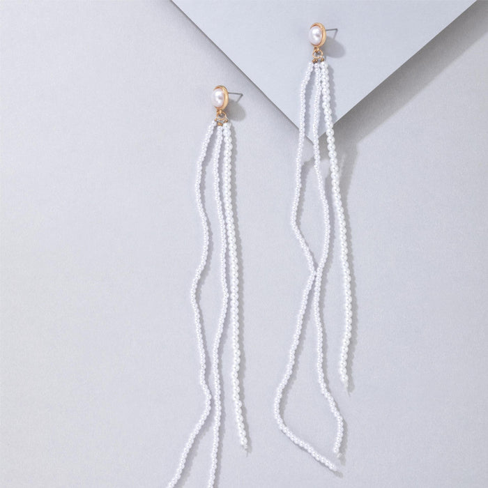 Imitation pearl tassel earrings niche light luxury earrings