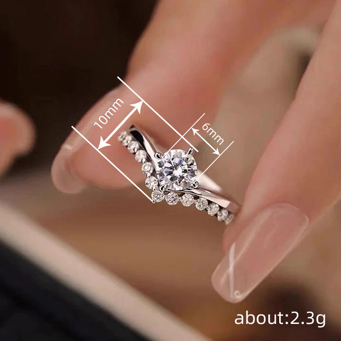 Zircon four-claw inlaid zircon ring for women princess temperament