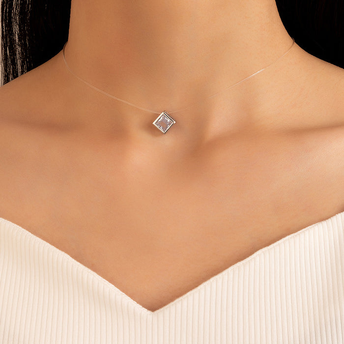 Collar de circonitas en forma de corazón para mujer: cadena minimalista con colgante de piedras preciosas