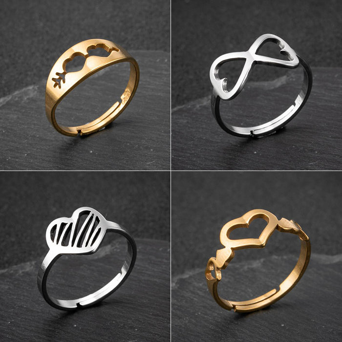 Geometric love ring, Japanese and Korean retro cold style one arrow through the heart ring wholesale