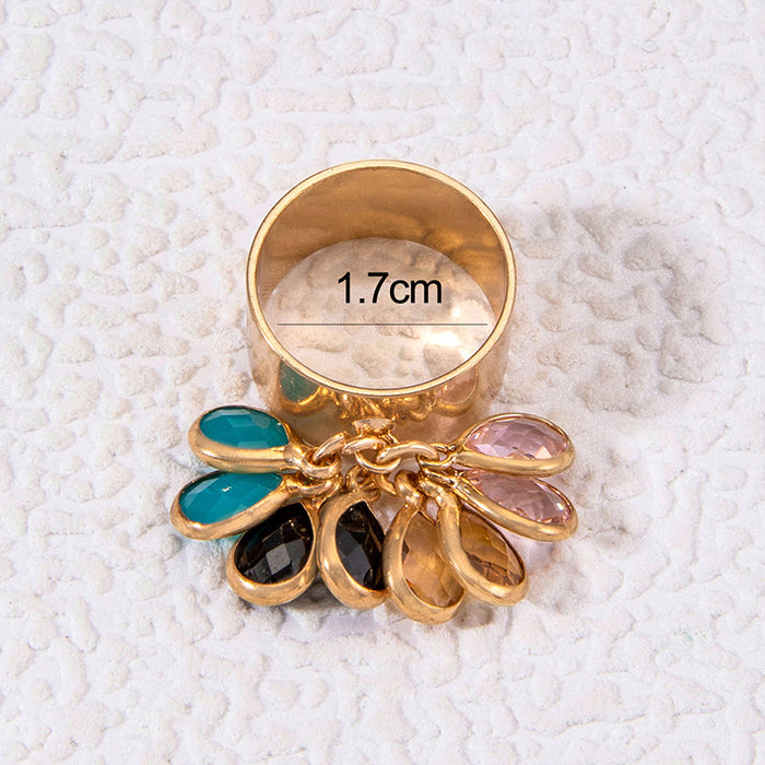 French Retro Ring Set - Small Design Colorful Rhinestone Set