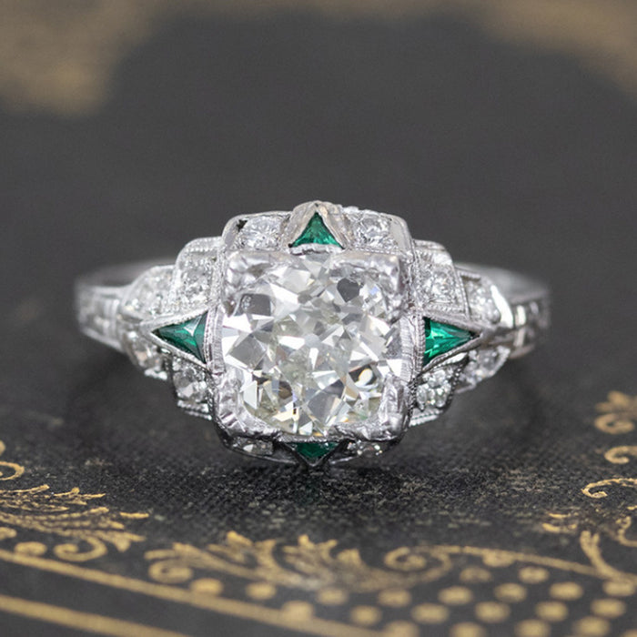 Vintage Emerald Zirconia Ring Wedding Anniversary Jewelry