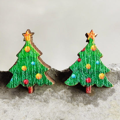 Wooden Santa earrings