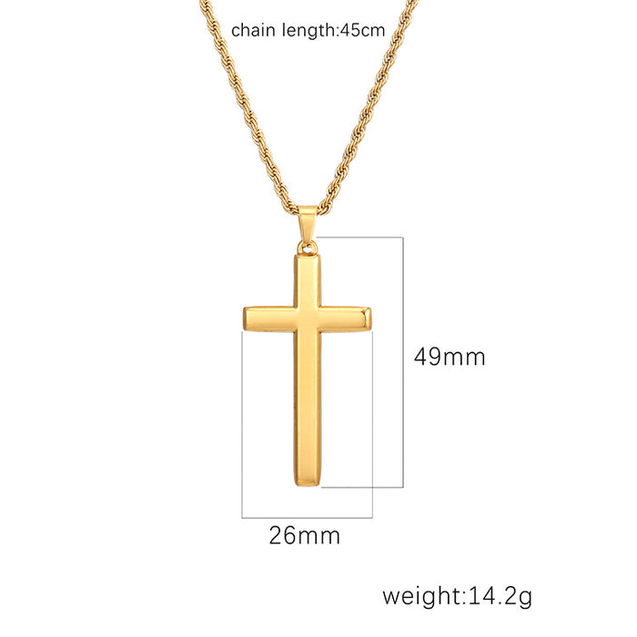 Cuban chain cross necklace, double-layer titanium steel vintage jewelry