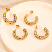 Multi-layer titanium steel earrings trend 18K gold irregular style - wallojewerly 