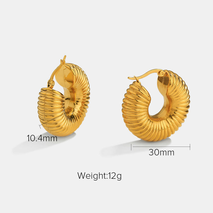 18K Gold Plated Stainless Steel Asymmetric Spiral Earrings - Minimalist Design Jewelry