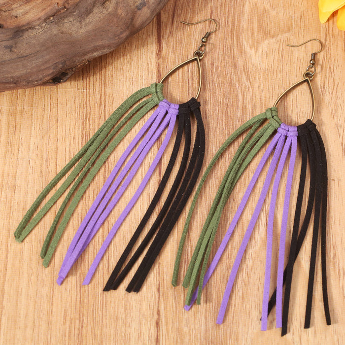 Colorful Tassel Earrings with Halloween Rainbow Design