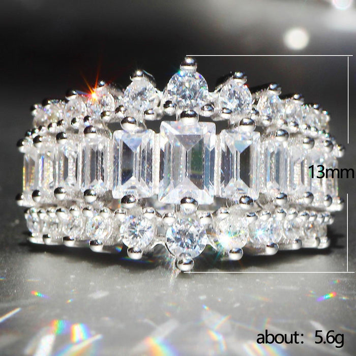 High Quality Platinum Plated Diamond Ring Wedding Bride Jewelry