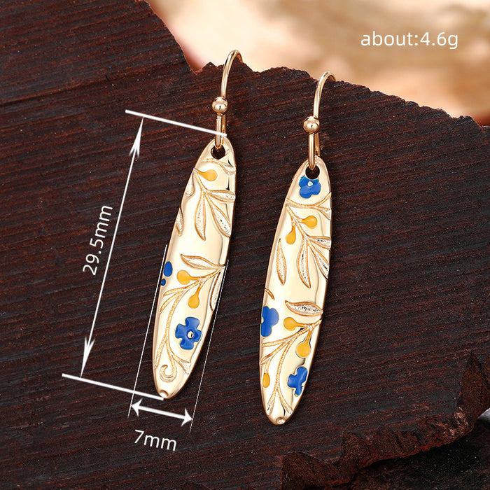 Floral long earrings creative personality ear hooks