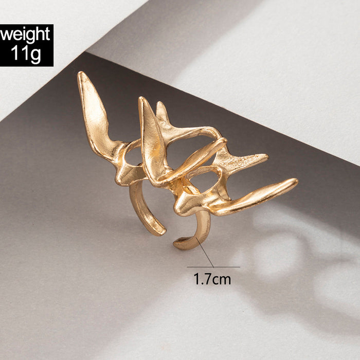 Flying bird hollow irregular animal ring