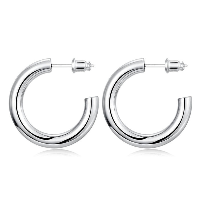 European and American style large hoop earrings light mature temperament metallic earrings