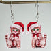 Christmas Animal Cat Earrings in Red Leather - wallojewerly 