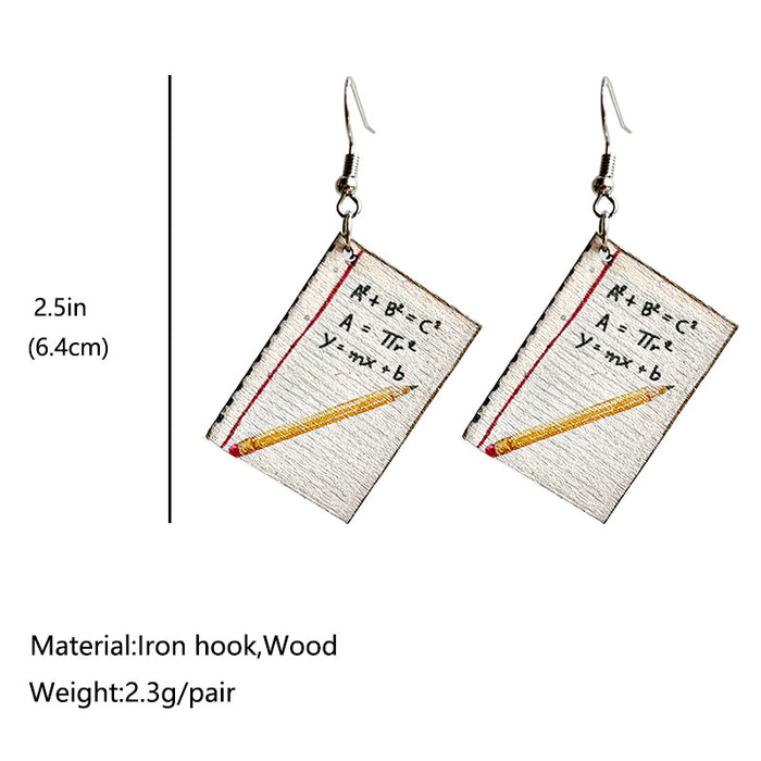 School season owl wooden earrings