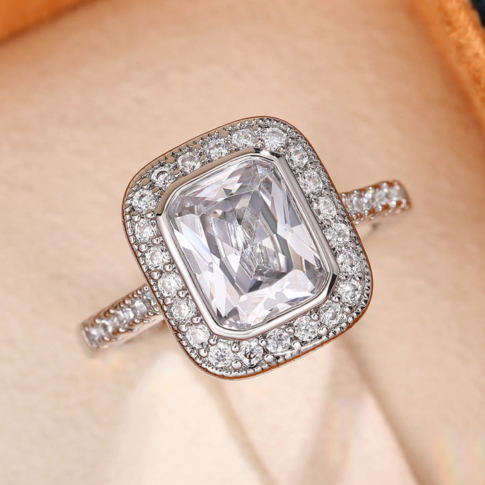 Rock sugar ring square princess banquet luxury women's ring