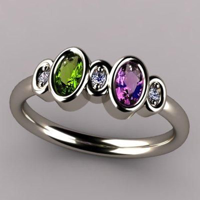 Colored zircon ring Korean version platinum plated ring