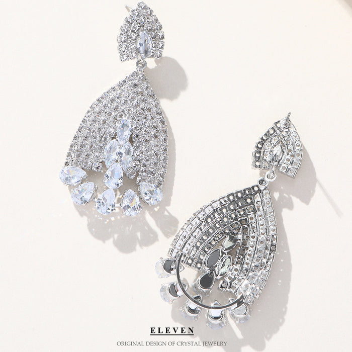 Stylish Geometric Earrings - Flashy Rhinestone Jewelry for Women