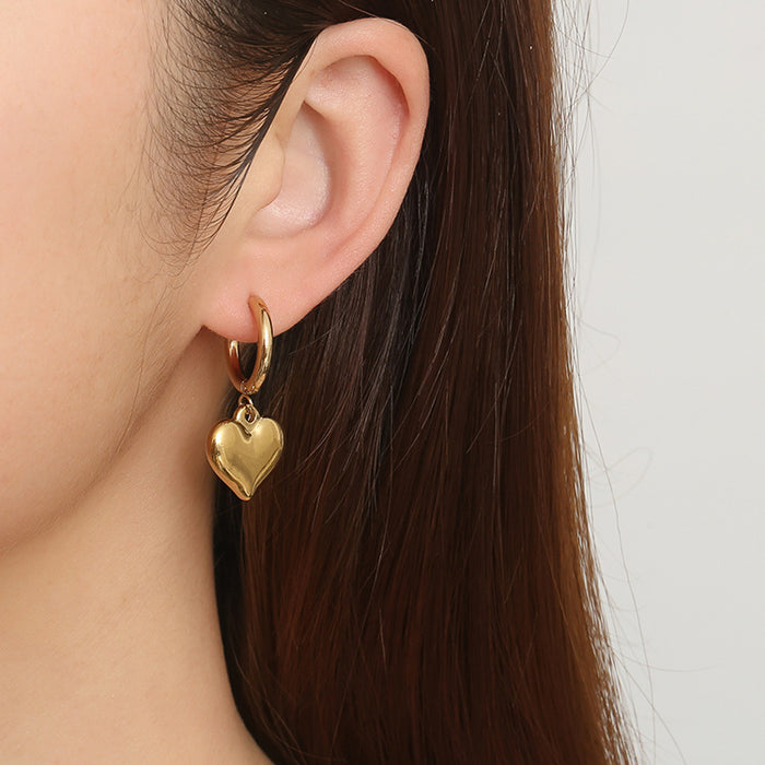 Pendientes vintage de acero inoxidable con incrustaciones de joyas redondas para mujer, pendientes ligeros de lujo