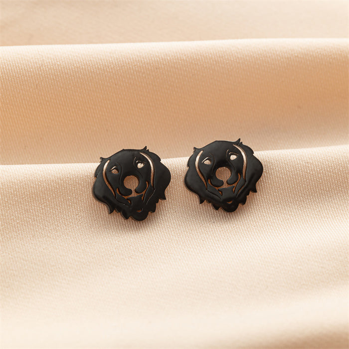 Pet Dog Head Stainless Steel Stud Earrings - Unique and Stylish Jewelry