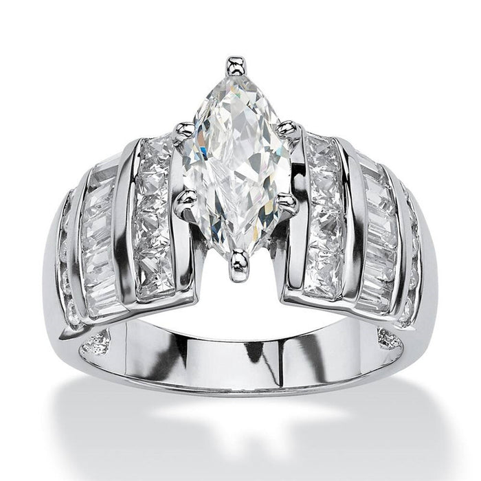 Marquise-shaped zircon ring company annual meeting matching jewelry