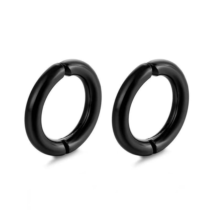 Black punk titanium steel ear clips for non-pierced stainless steel earrings