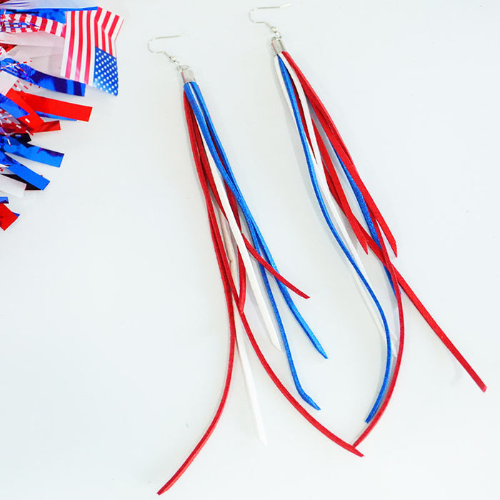 Patriotic Bohemian Tassel Earrings with Handcrafted Design for Independence Day