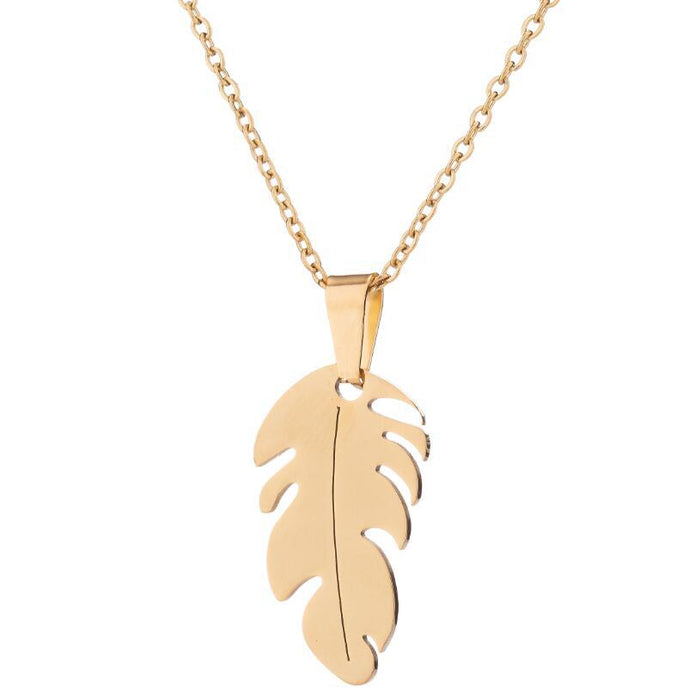 Feather Pendant Sweater Chain - Vintage-Inspired Wing and Leaf Jewelry for Couples - wallojewerly 