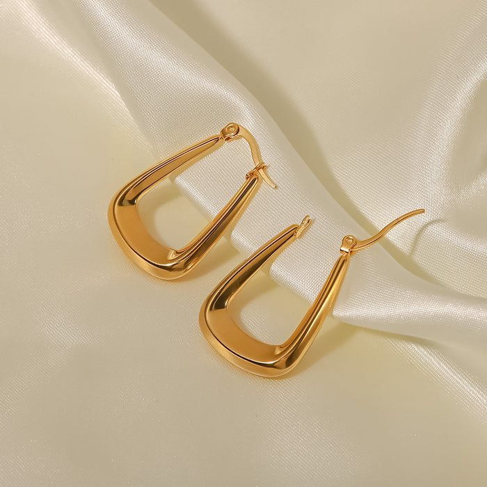 Fashionable Geometric 18K Gold Plated Titanium Steel Pot-Shaped Hollow Earrings - European Style Earrings