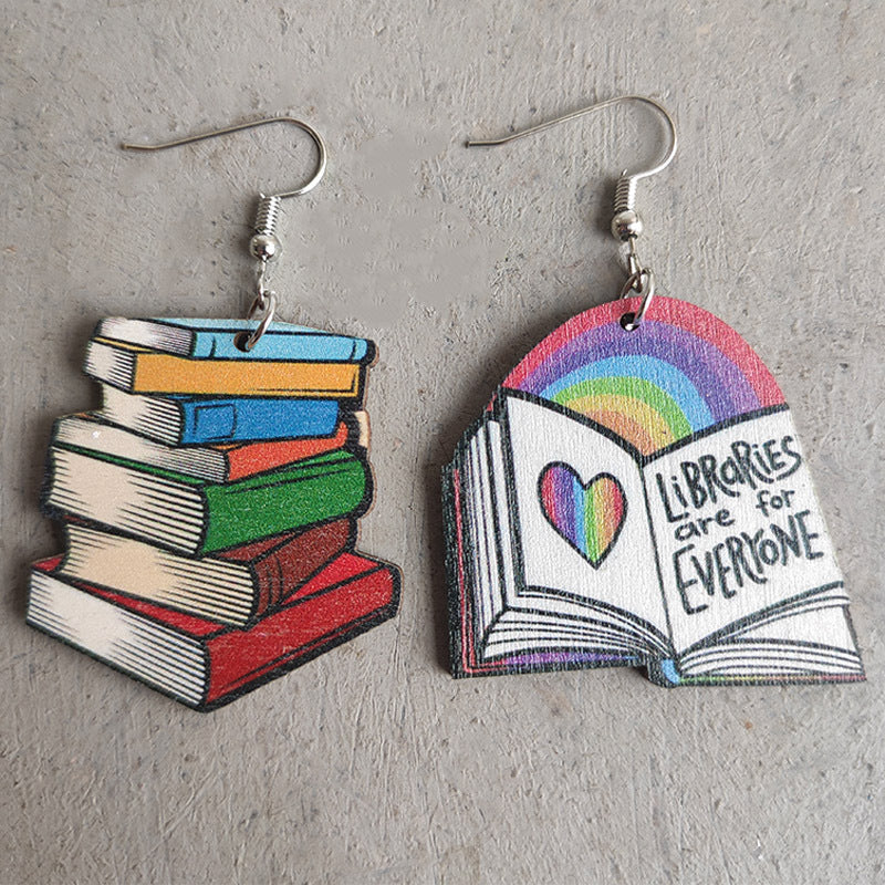 Wooden school earrings