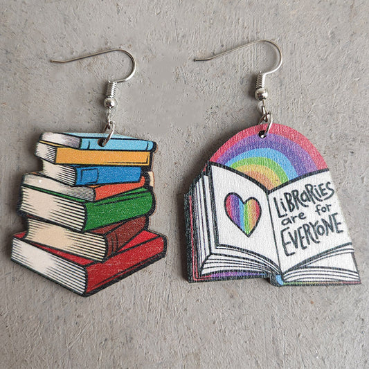 Wooden school earrings